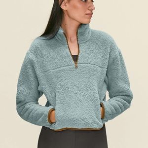 Girlfriend Collective Half-Zip Fleece in Ice
